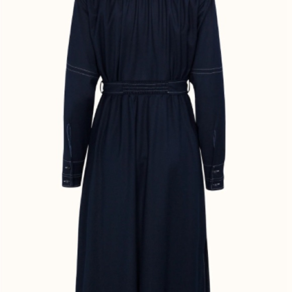 Blue Long Sleeve Buttoned Shirt Dress - Picture 2 of 4